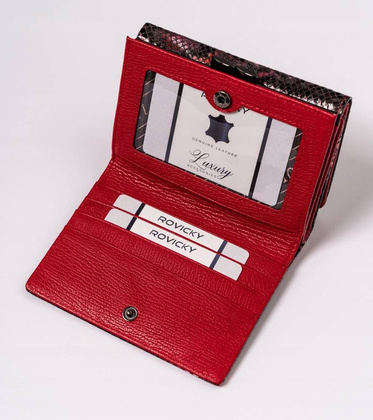 Skórzany portfel damski na bigiel w orientacji poziomej