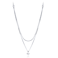 MINET Podwójny srebrny naszyjnik z cyrkoniami
