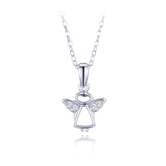 MINET Naszyjnik srebrny anioł z białymi cyrkoniami