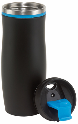 Kubek termiczny o podwójnych ściankach DARK CREMA, czarny, niebieski