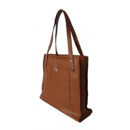 Skórzana Włoska torba na ramię Vera Pelle miękka , pojemna a4 Camel  WR365C