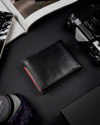 Portfel męski z naturalnej skóry licowej z wyjmowanym etui na karty