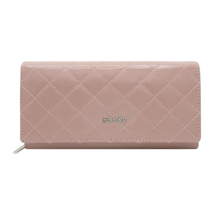 Skórzany portfel damski w orientacji poziomej na zatrzask — Rovicky