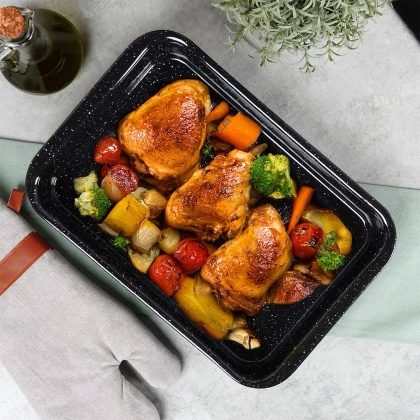 Brytfanna emaliowana blacha forma do pieczenia mięsa ciasta 35,5x24x5 cm 3 l