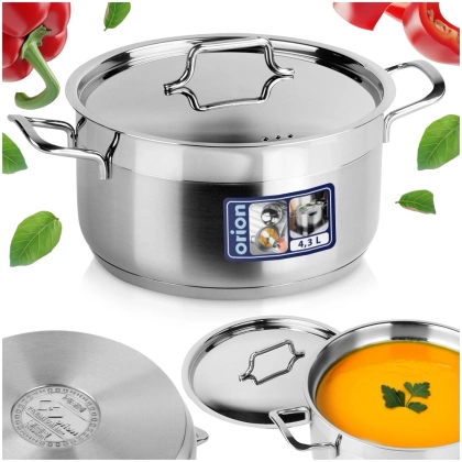 Garnek stalowy z pokrywką 18/10 PREMIUM 4,3 l ORION