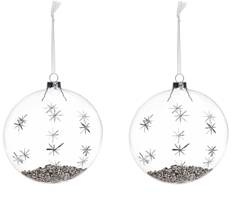 Kpl. 2 bombek szklanych płaskich ze srebrnymi opiłkami