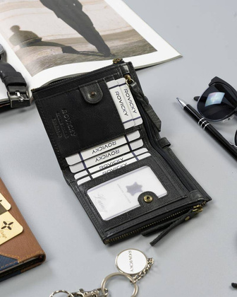 Portfel z dwiema kieszeniami na bilon Rovicky Czarny