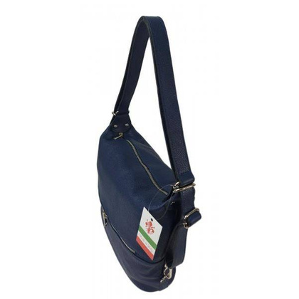 Torebko plecak,Włoski worek na ramię Vera Pelle,pojemny A4 STZ34BS granatowy