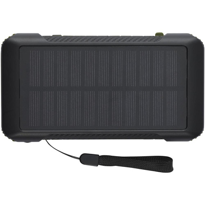 Soldy powerbank solarny o pojemności 10 000 mAh z dynamem wykonany z tworzyw sztucznych pochodzących z recyklingu z certyfika
