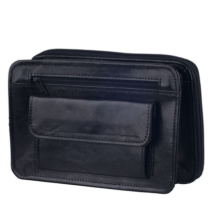 Saszetka skórzana KEMER 103 Czarna - min. zamówienie 20 / 50 / 100 szt.