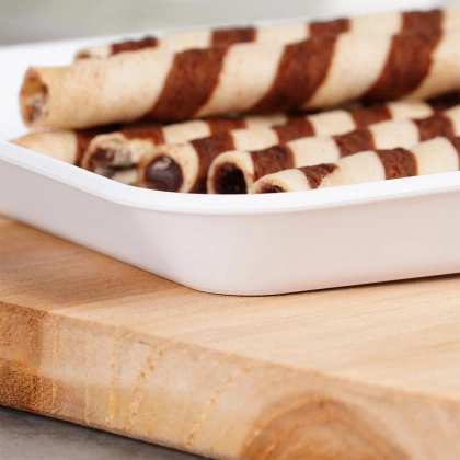 Taca kuchenna do serwowania prostokątna 29,5x15 cm biała