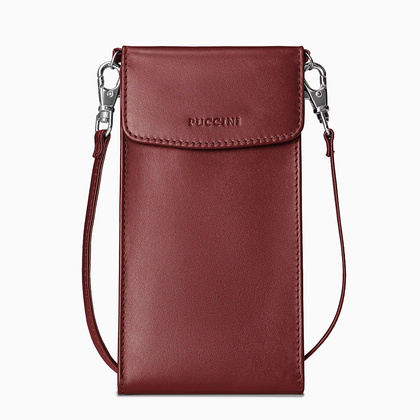 Torebka na telefon skórzana PUCCINI VULCANO VC92525 3B Bordowa