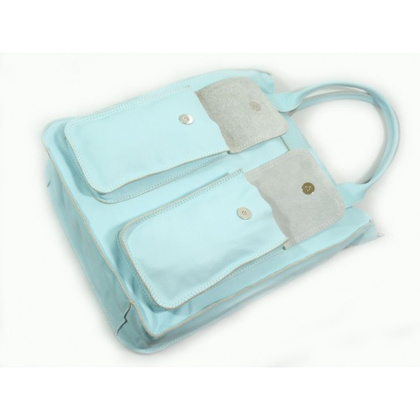 MIĘTOWY WOREK VERA PELLE KIESZENIE WŁOSKA SKÓRA POJEMNA XXL A4 BY44VZ