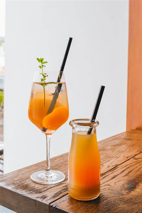 Słomki szklane czarne 20cm zestaw 6 sztuk ze szczoteczką 26599