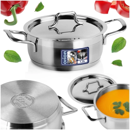 Garnek stalowy z pokrywką 18/10 PREMIUM 1,2 l ORION