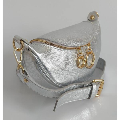 Włoska listonoszka, nerka Vera Pelle Złote okucia kółka Srebrna LN633ARG2