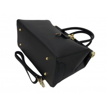 Duży kufer- torba kłódka A4 Włoska Vera Pelle , Czarna AL35N