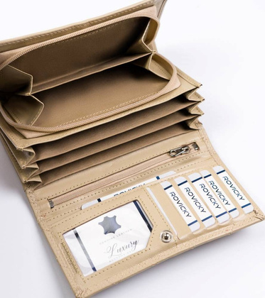Duży, skórzany portfel damski z systemem RFID — Rovicky