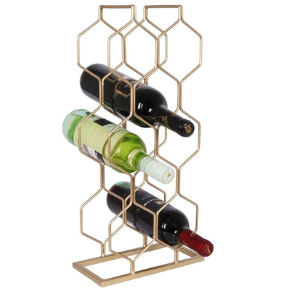 Stojak na wino metalowy złoty na 8 butelek 23x11x48 cm