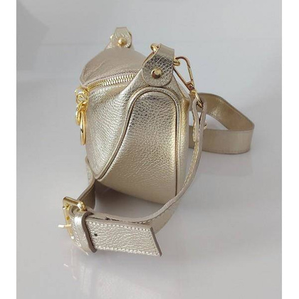 Włoska listonoszka nerka Vera Pelle złote okucia kółka Złota LN633ORO