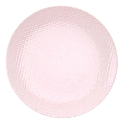 Talerz deserowy płaski płytki ceramiczny pastelowy różowy RELIEF 21 cm