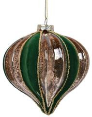 Bombka szklana welurowa zielono-złota