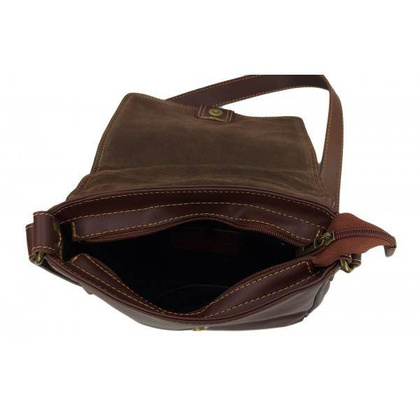 Włoska skórzana listonoszka, raportówka A5 Brązowa LP361M