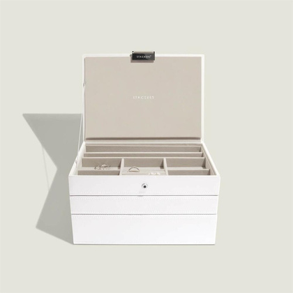 Szkatułka Stackers potrójna classic biało-beżowa