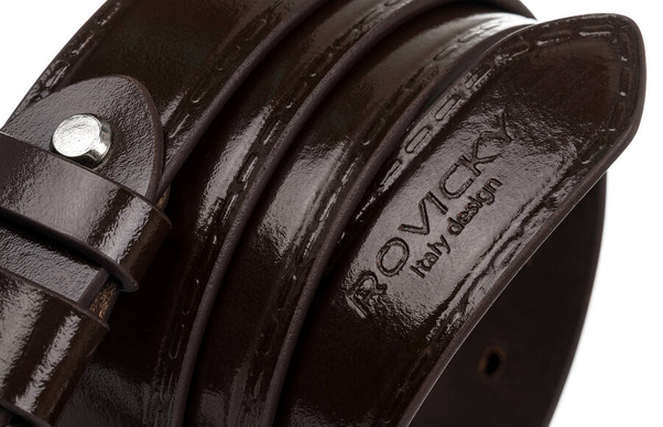 Stylowy pasek meski z lakierowanej skory naturalnej licowej