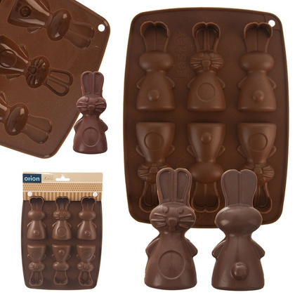 Forma do ciastek i pralin silikonowa brązowa zajączek