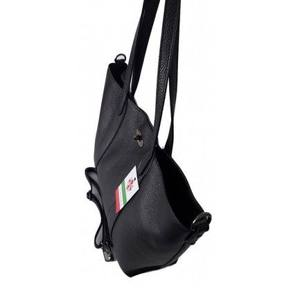 Pojemna włoska torba Shopper bag ,skórzana na ramię mieści A4 ,Vera Pelle , Czarna SB755N