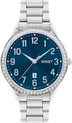 MINET Srebrny i granatowy zegarek Avenue z cyframi