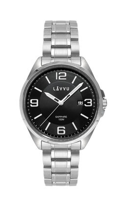 LAVVU Zegarek ze szkłem szafirowym HERNING Black