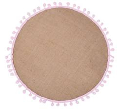 Podkładka okrągła z różowymi pomponami z juty