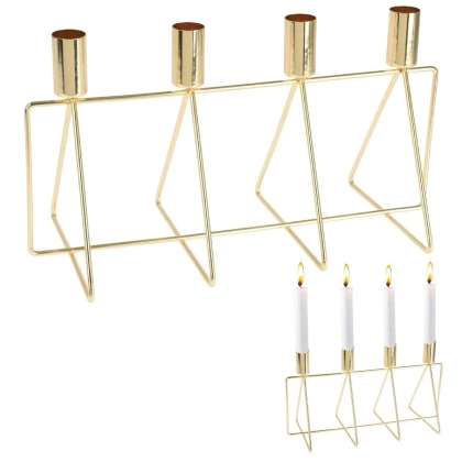 Świecznik na 4 świece metalowy złoty podstawka pod świecę na świeczki loft adwentowy