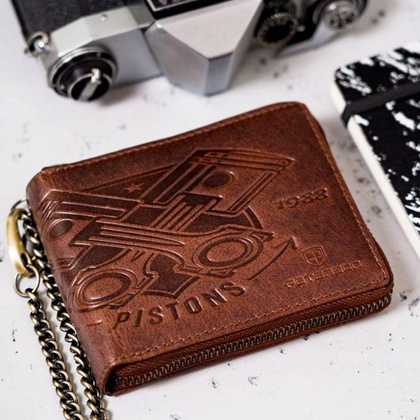 Duży, skórzany portfel męski z łańcuchem