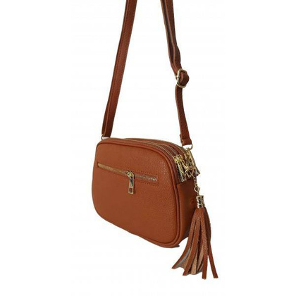 Listonoszka trzy komory frędzelek, złote okucia Vera Pelle Camel VP3KZC