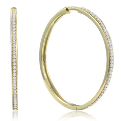 MINET Pozłacane srebrne kolczyki kwadratowe koła 4 cm z białymi cyrkoniami