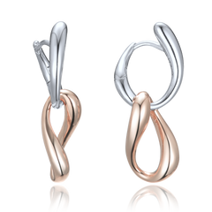 MINET Eleganckie dwukolorowe srebrne kolczyki