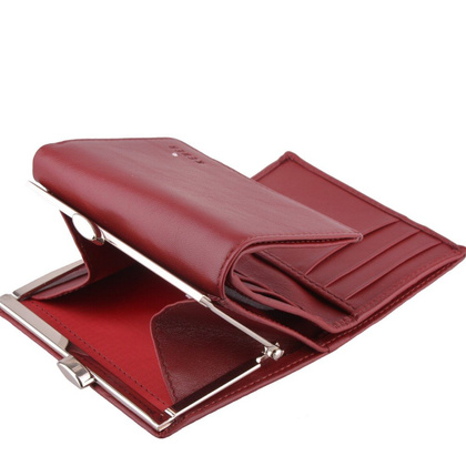 Portfel damski skórzany KEMER D 10 Bordowy - min. zamówienie 20 / 50 / 100 szt.