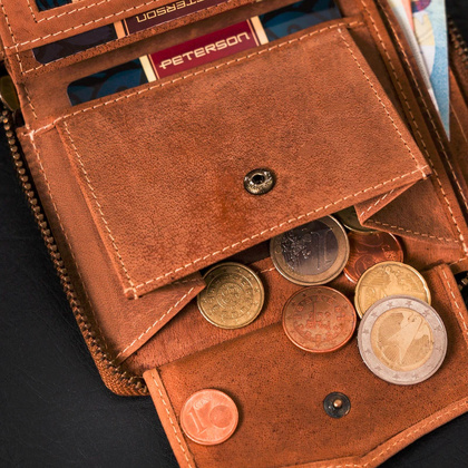 Elegancki skorzany portfel meski na suwak