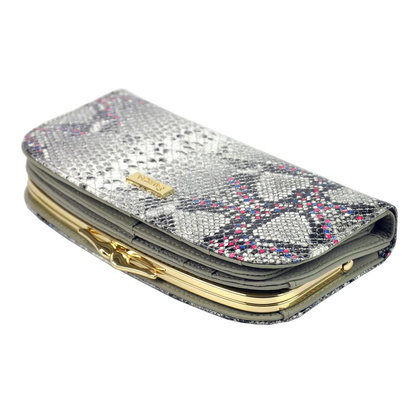 Portfel damski skórzany PELLUCCI SN-123 RFID Popiel / Pomarańczowy