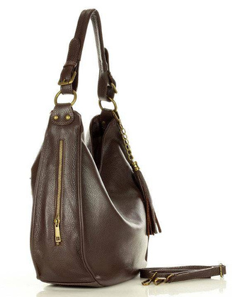 Torebka skórzana eleganc sacco MARCO MAZZINI - ciemny brąz caffe - min. zamówienie 20 / 50 / 100 szt.