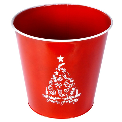 Osłonka na doniczkę metalowa czerwona 30,5x28,5 cm