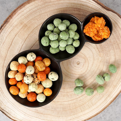 Miska miseczka na przekąski porcelanowa czarna potrójna 25 cm