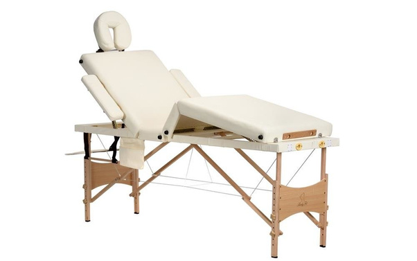 Stół, łóżko do masażu 4-segmentowe drewniane Kremowe