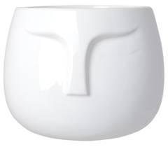 Doniczka ceramiczna twarz biała