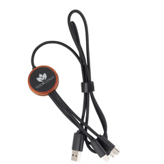 Kabel 3w1 z podświetlanym logo w drewnianej obudowie - LH-ZM04