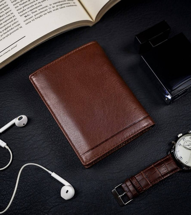 Skórzany portfel męski z ochroną rfid