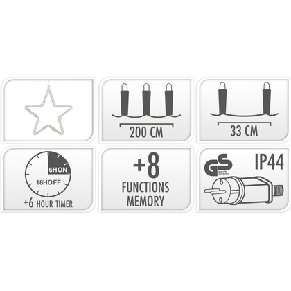 LAMPKI CHOINKOWE KURTYNA ŚWIETLNA 200x200 CM 415LED GWIAZDKI MULTIKOLOR